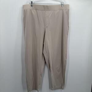 Athleta Pants Womens 22 Beige Pull-On Ankle Tapered Stretch Back Welt Pockets